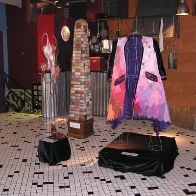 Sue Akerman's Coat made of gloves and Margaret Ruxton's Obelisk