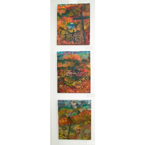 TRIPTYCH<br><br>1)  Red Land 2)  X Marks the Spot  3)  Noughts and Crosses